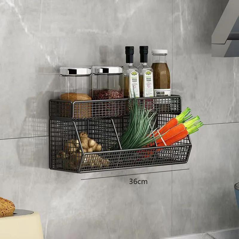 Kitchen Garlic Ginger Storage Rack Wall-Mounted Spice Holder Onion Garlic Onion Hanging Basket English Name