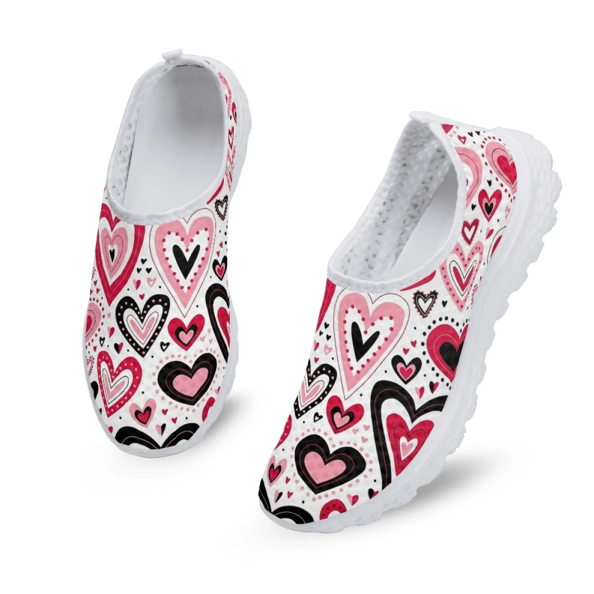 Belidome Sneakers da donna rosa cuore a cuore Design Slip on scarpe da passeggio in rete leggera scarpe basse traspiranti estive Zapatos Planos