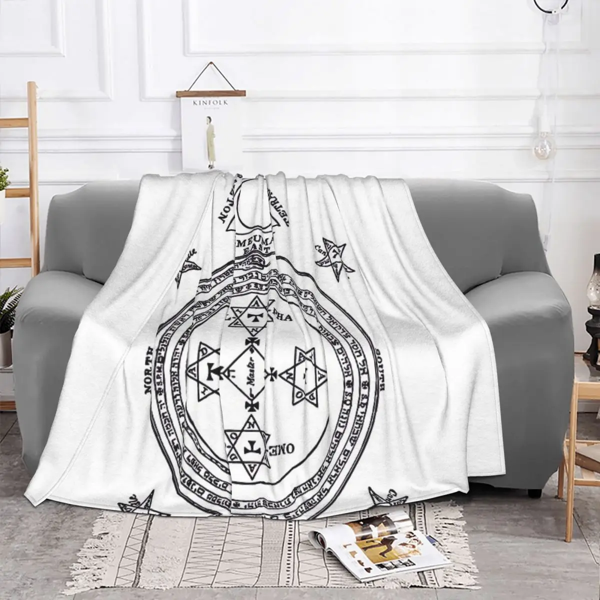 Solomon Circle Goetia Black N White Throw Blanket Bedding Muslin Jackets Love Footboard Bed Summer Bedspread