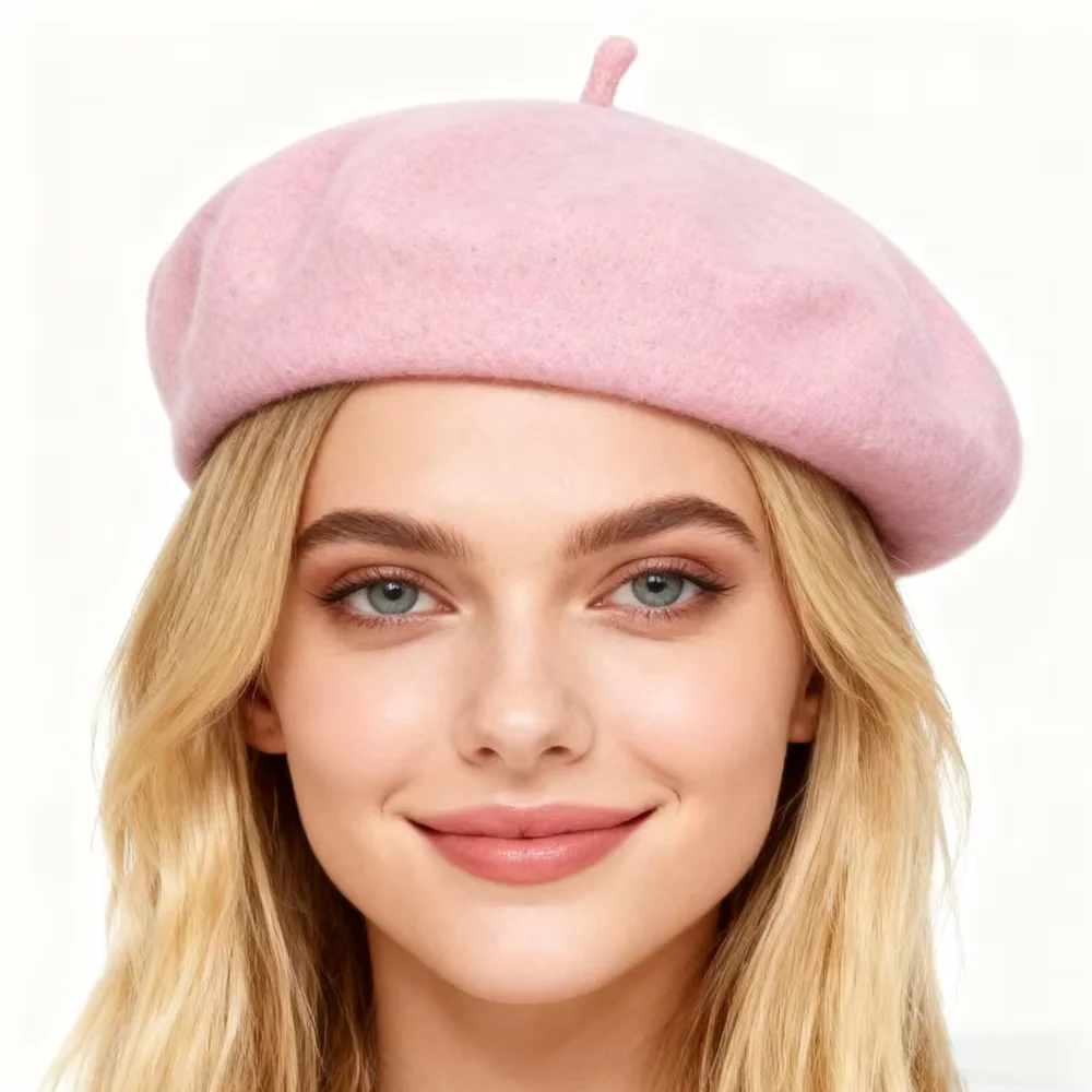 

PESENAR 1950s Style Pink Beret for Retro Vintage Costume Party Accessory
