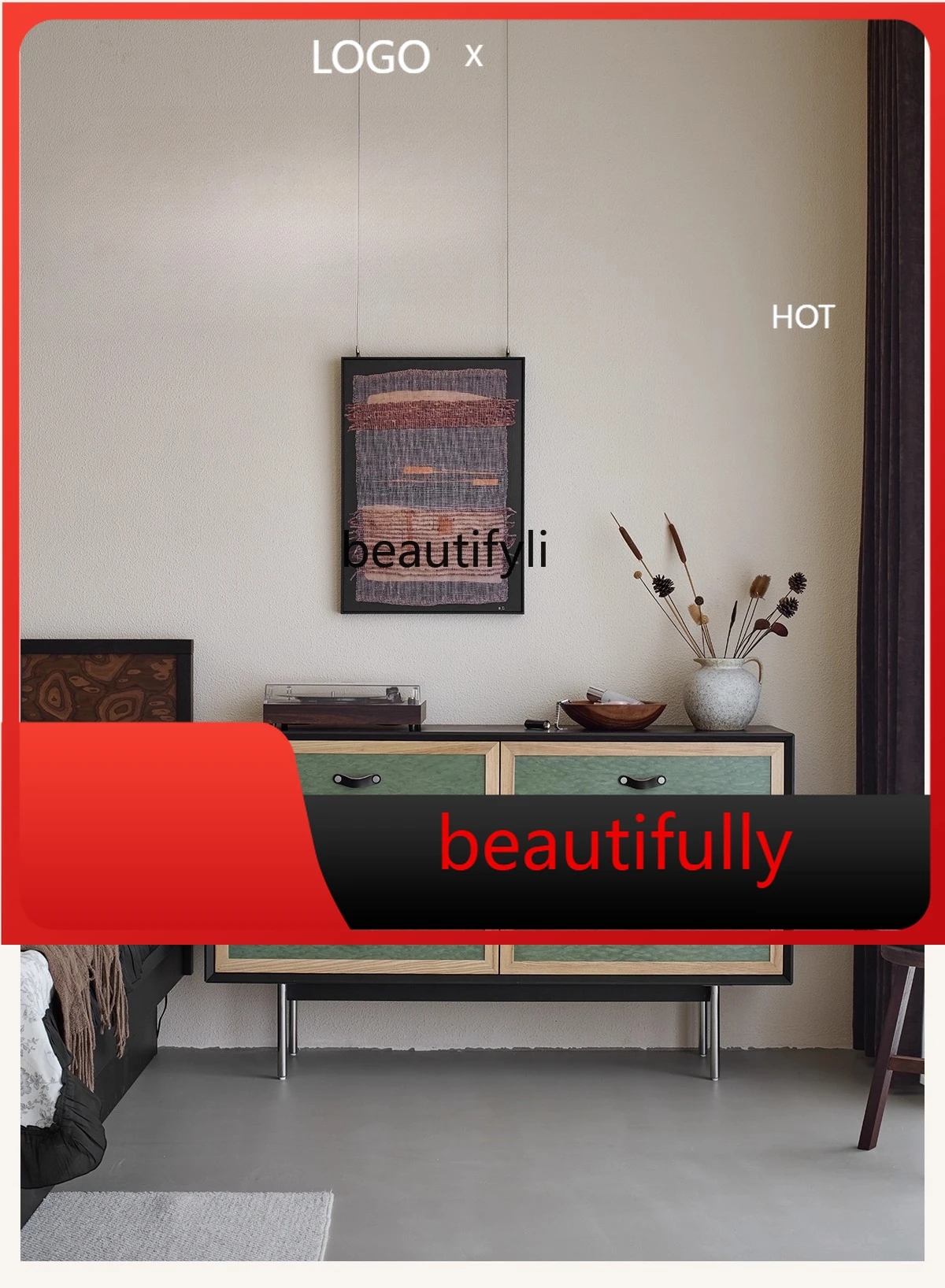 

X Solid wood six buckets, storage, side cabinet, retro bedroom, bedside living room, entrance cabinet