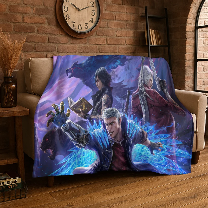 Game D-Devil May Cry DMC Gamer Flannel Blanket Soft Warm Throw Blanket for Bedroom Living Room Bed Travel Camping Picnic Gift