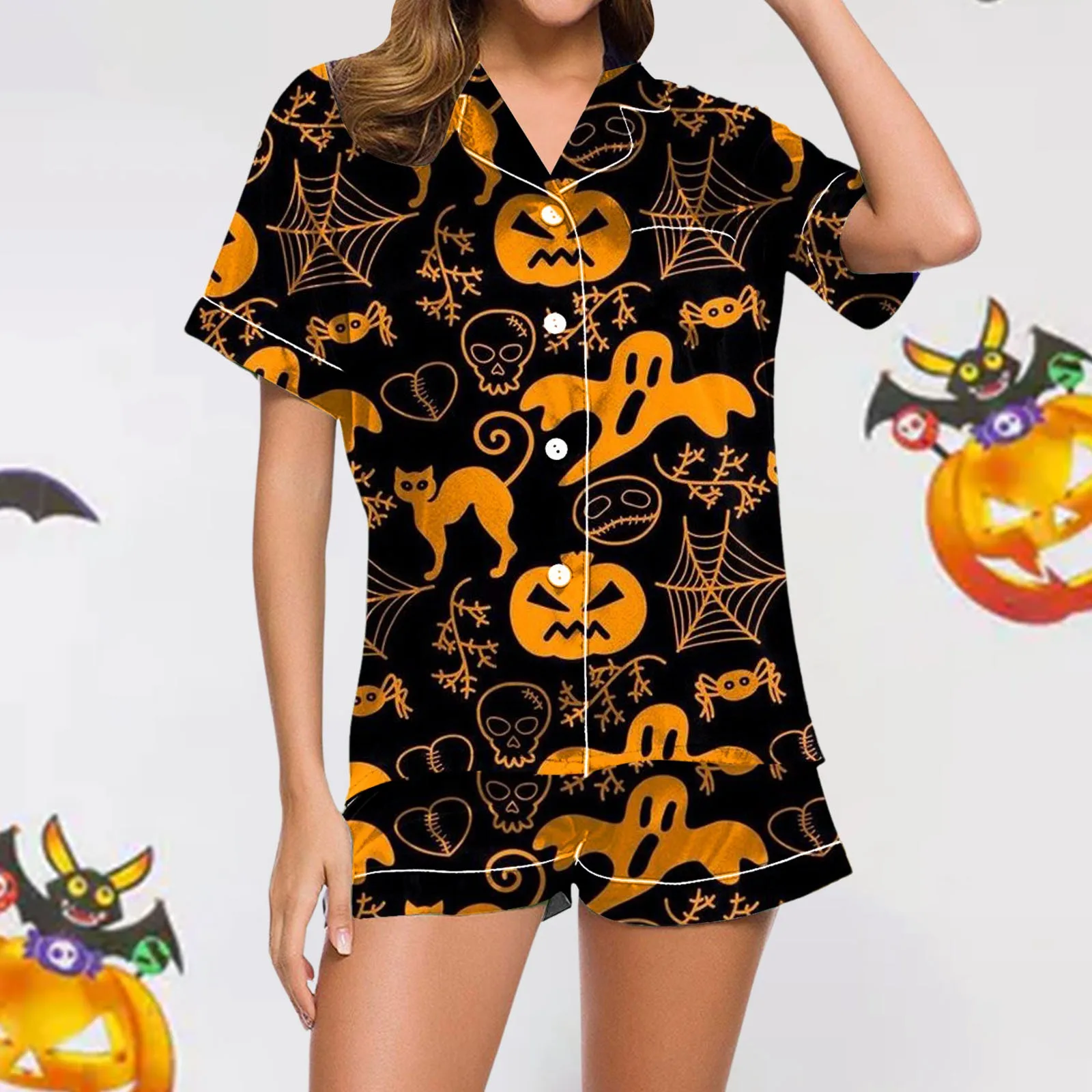 Ladies Casual Halloween Printed Pajamas And Shorts pijama Set Teacher Pajamas пижама женская conjuntos de mujer