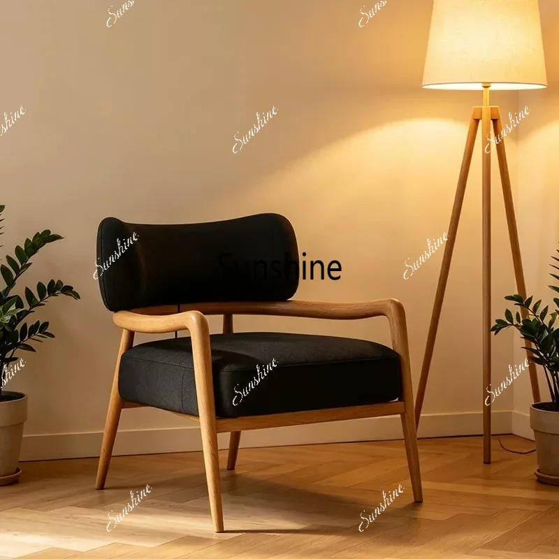 Simple solid wood armchair living room study single sofa chair negotiation reception chairTJ