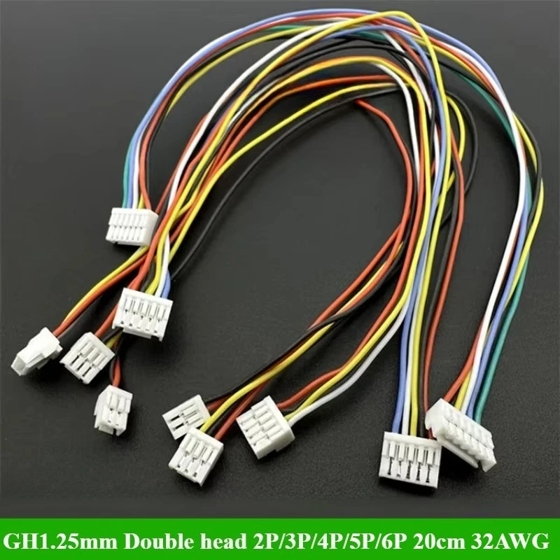 

GH1.25 1.25mm Female Connector Terminal Cable 20cm 32AWG Silicone wire 1.25 Connector with lock 2P 3P 4P 5P 6P Double Head