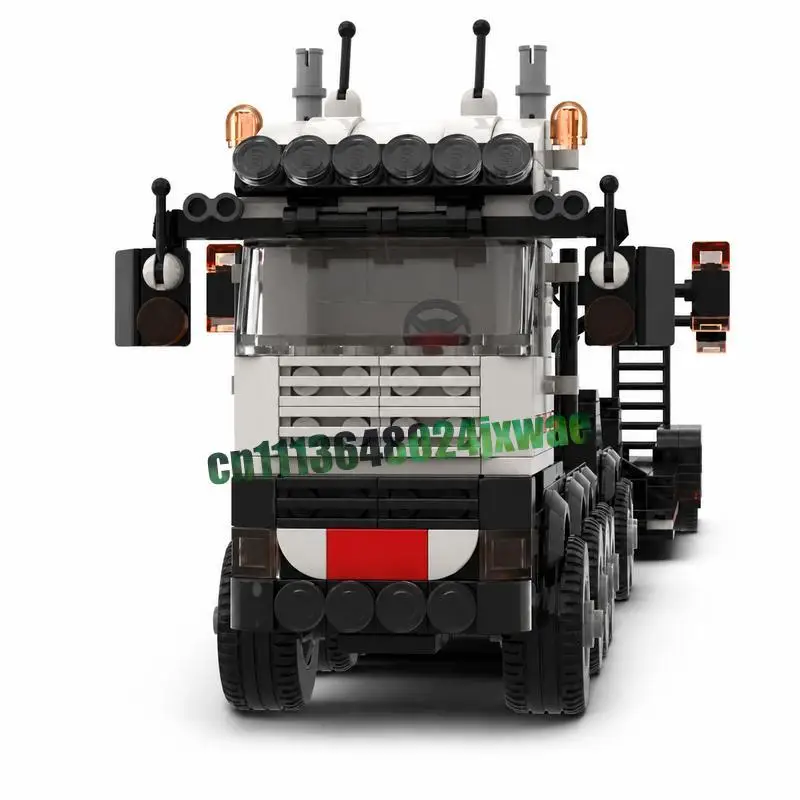 756PCS Heavy Multi Axle Flatbed Semi Trailer Transport Truck MOC Engineering Vehicle Building Blocks Assembly Toy Display Gift