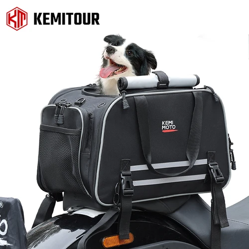 Imagen 1 del producto Bolsa para mascotas para motocicleta, bolsa transportadora para perros/gatos de 20 libras, bolsa transportadora de viaje para mascotas aprobada por aerolínea, transportadora de viaje plegable portátil para perros y gatos
