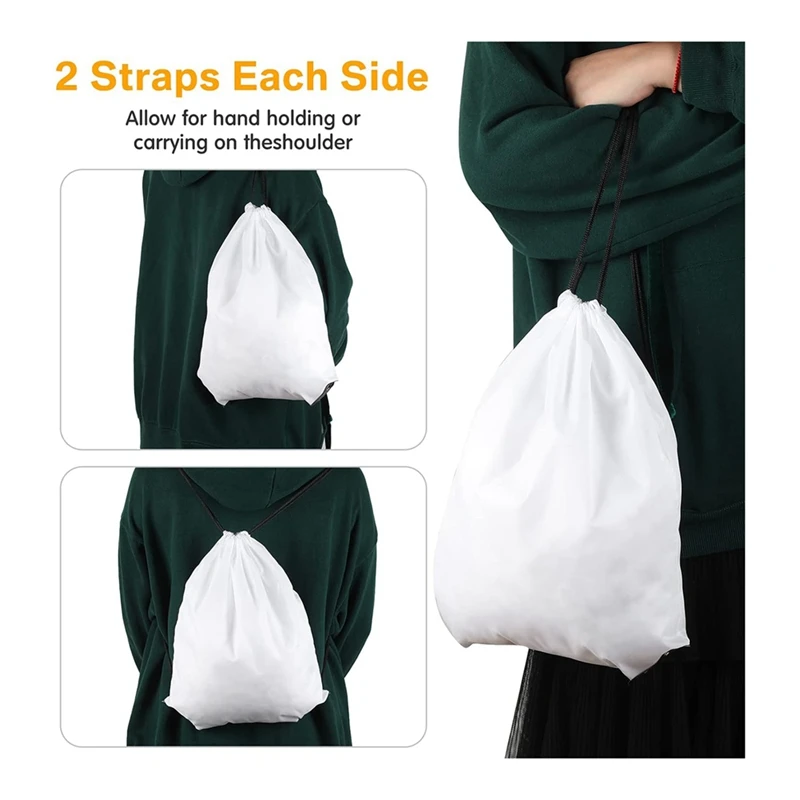 25 Pcs Sublimation Drawstring Bags Bulk White Blank Drawstring Backpacks Reusable Gym Sport Sinch Sack Backpack