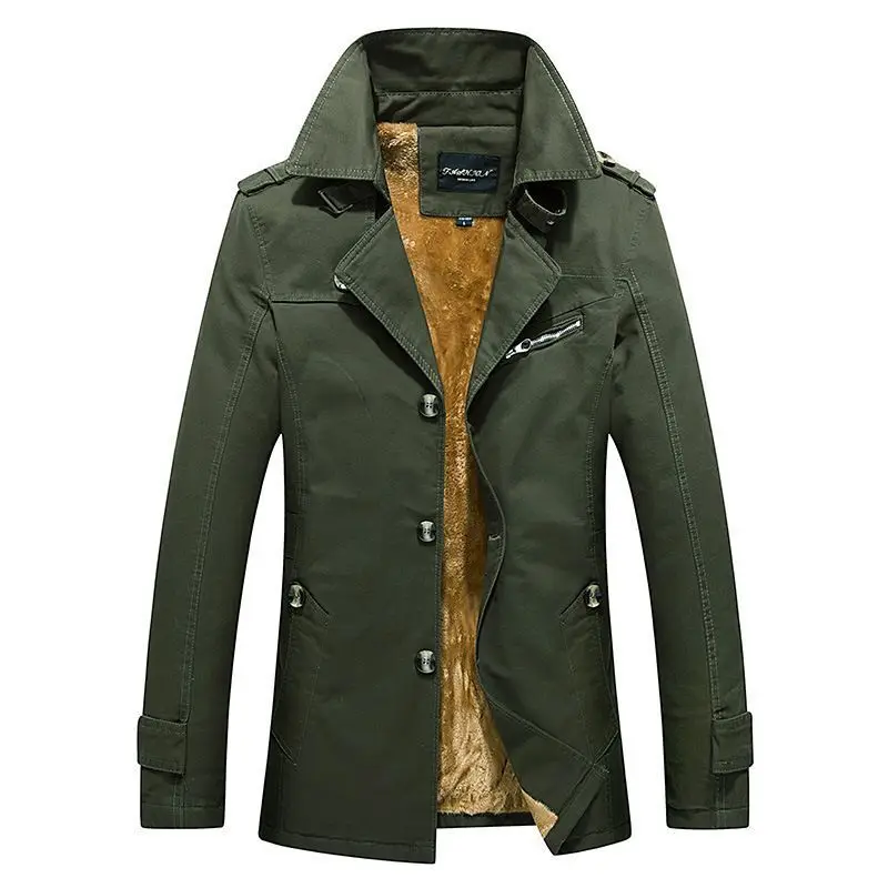 New Autumn Winter Men Casual Trench Coats Long Jackets Warm Parkas Men Business Casual Slim Fit Overcoats British Jackets 5XL