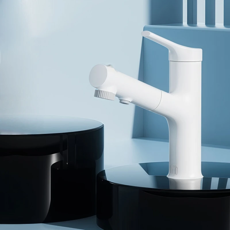 DIIIB Bathroom Sink Faucet Rotation Upward Water Column Hot Cold Water Outlet Bathroom Pull Type Faucet Kitchen Counter Basin
