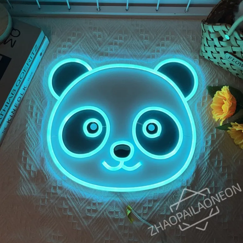 Panda Neon Sign Cute Bear LED Neon Light Sign Indoor Wall Lights Bedroom Gameroom Decorations Home Kids Room Gift Light Up Signs