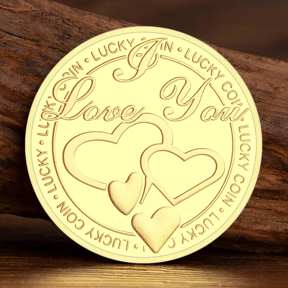 I Love You Lucky Coin Silvery Golden Plated My Heart Is Bursting with Love for You Commemorative Coins Souvenir Creative Gift