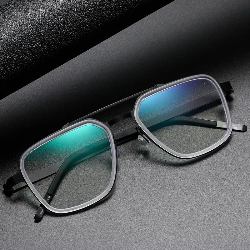 

Oval Men's Grade Glasses Frame 9743 Denmark Titanium No Screw Korea Glasses Frames Optical Ultra-light Business Women Frame