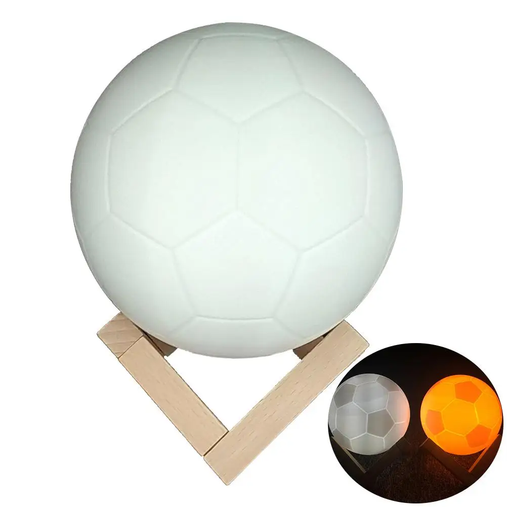 LED ナイトライト 3D プリント フットボール ランプ タッチ コントロール USB 充電ライト 10cm (コールド ホワイトとウォーム ホワイト)