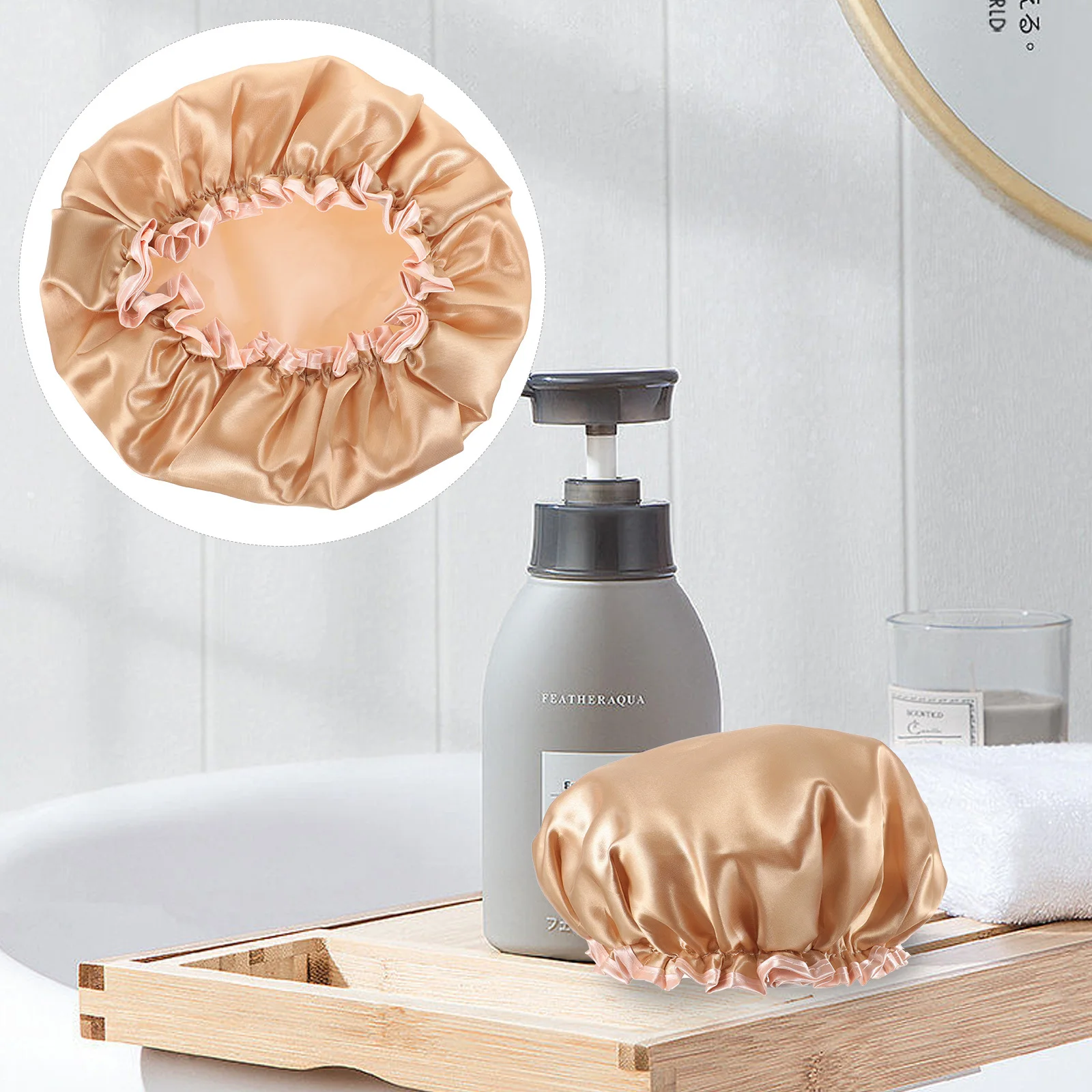 

Women Bath Hat Waterproof Elastic Shower Cap Breathable Large Shower Caps for Long Hair Reusable Hair Cap Bath Hat