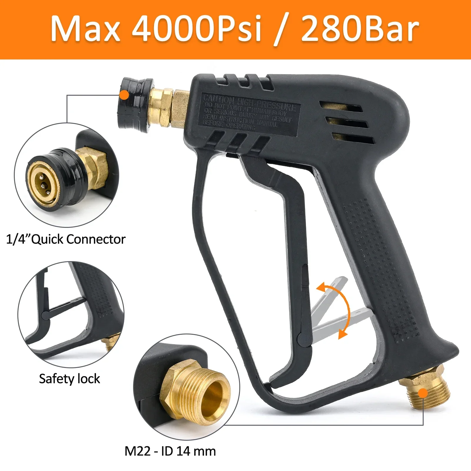 High Pressure Cleaning Water Gun 4000psi M22 G1/4 for Professional Electric High Pressure Washers for Karcher/bosch/lavor