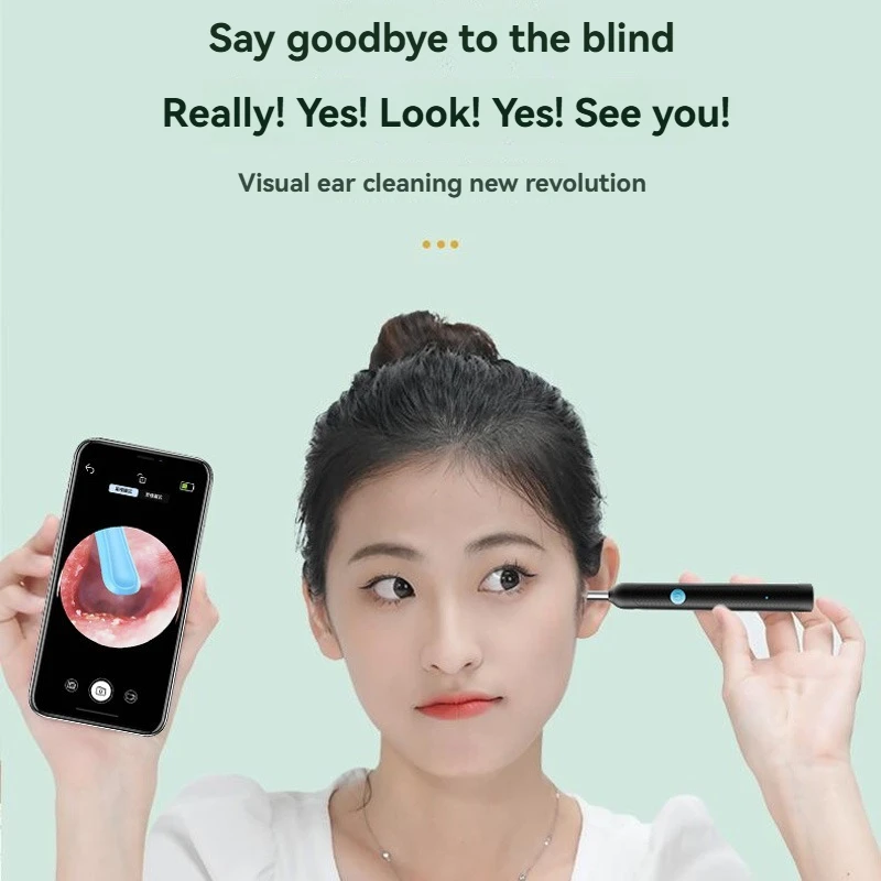 

Nettoyeur Visuel Cire D'oreille Avec Caméra Otoscope Lumineux, Outils Nettoyage Oreilles,Soins Oreilles sécurité avec caméra 5M