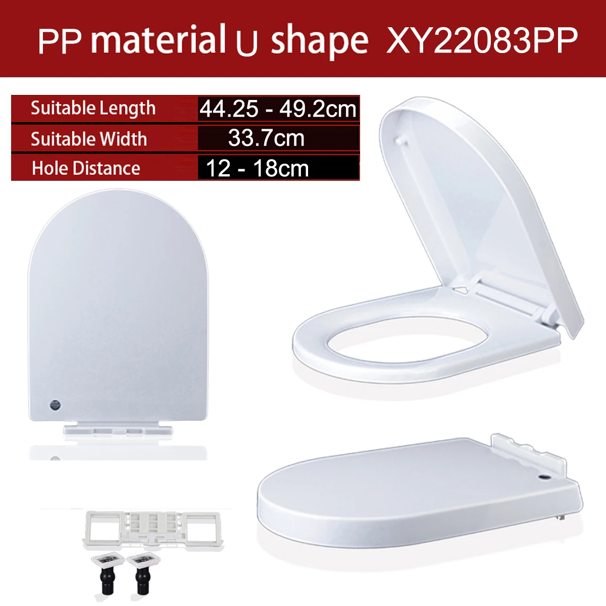 Universal U Shape Elongated Slow Close WC Toilet Seats Cover Bowl Lid Top Mounted Quick Release PP Board Soft Closure XY22083PP