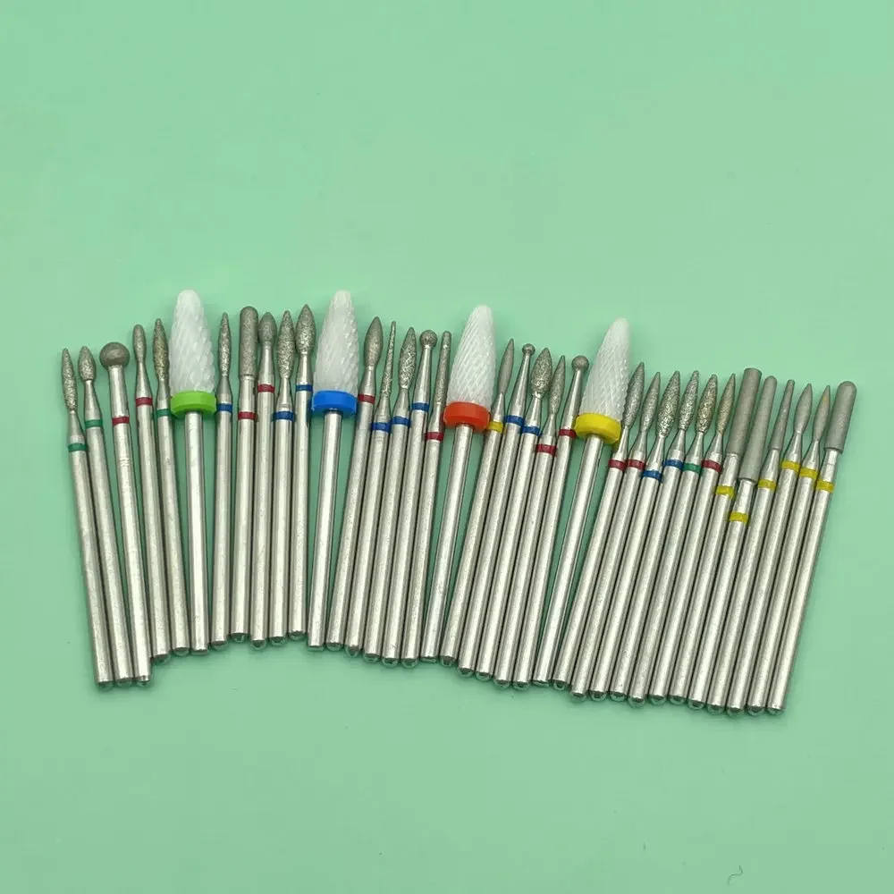 6 pçs fresa para manicure diamante cerâmica prego brocas moinhos remoção prego bit conjunto gel elétrica manicure máquinas ferramentas