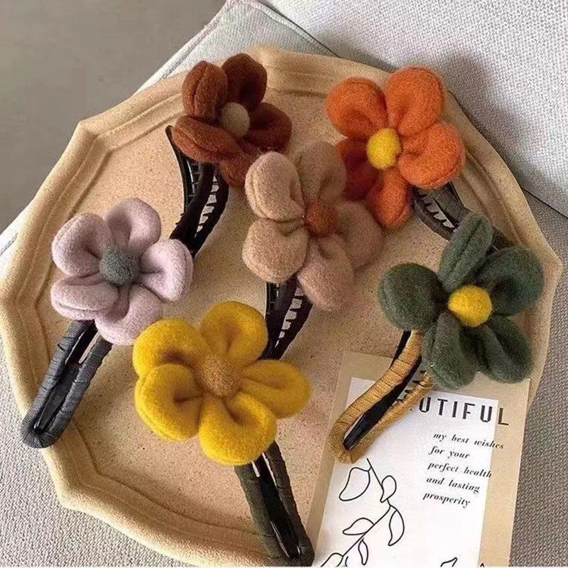 Pinza para el pelo para mujer, tocado elegante y dulce, accesorios para el cabello, regalo para otoño e invierno, pinza para el pelo trasera con cabeza de flor grande, horquillas de moda