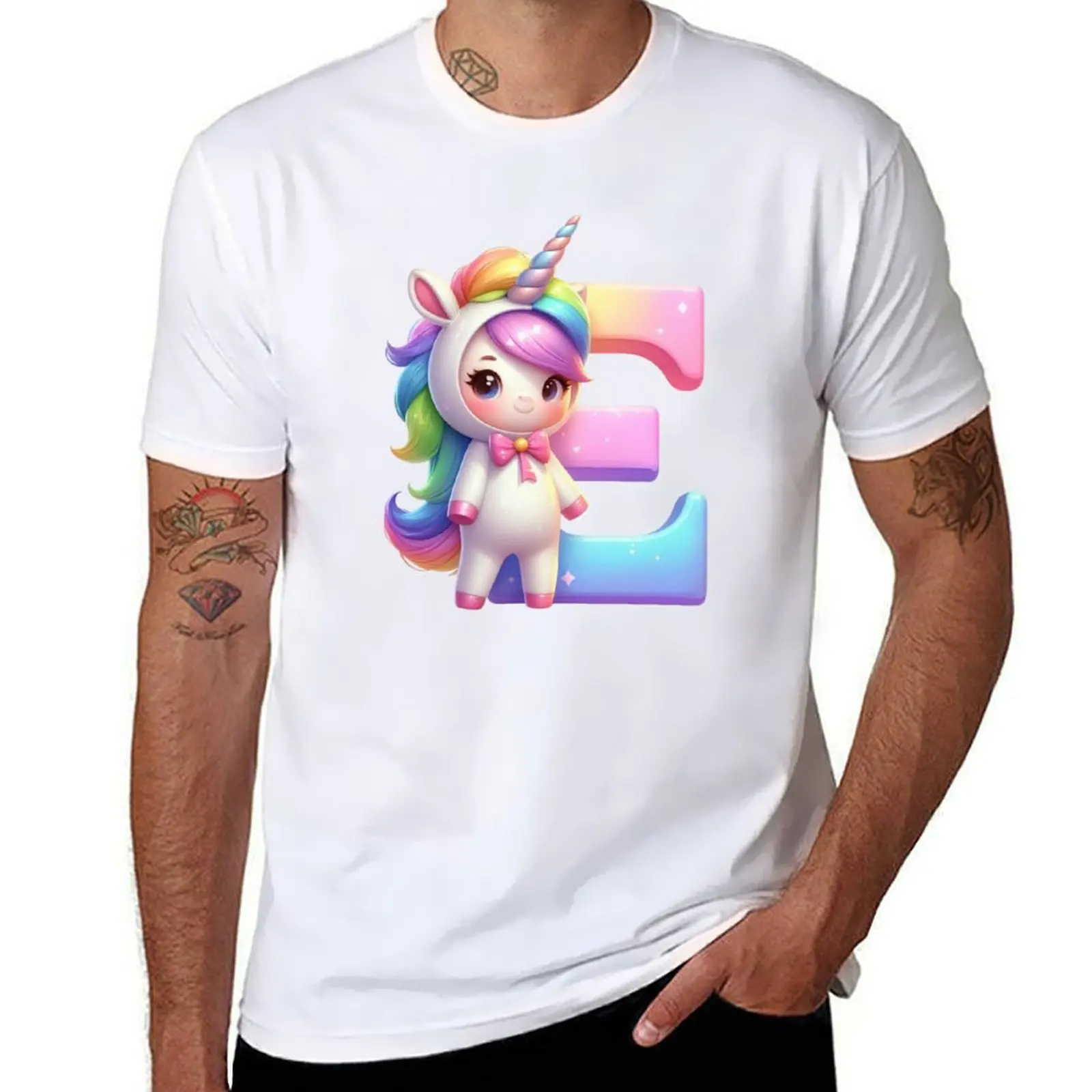 

alphabet monogram E kawaii luxury shirts man t casual T-Shirt shirt quality man brand t high Unicorn letter