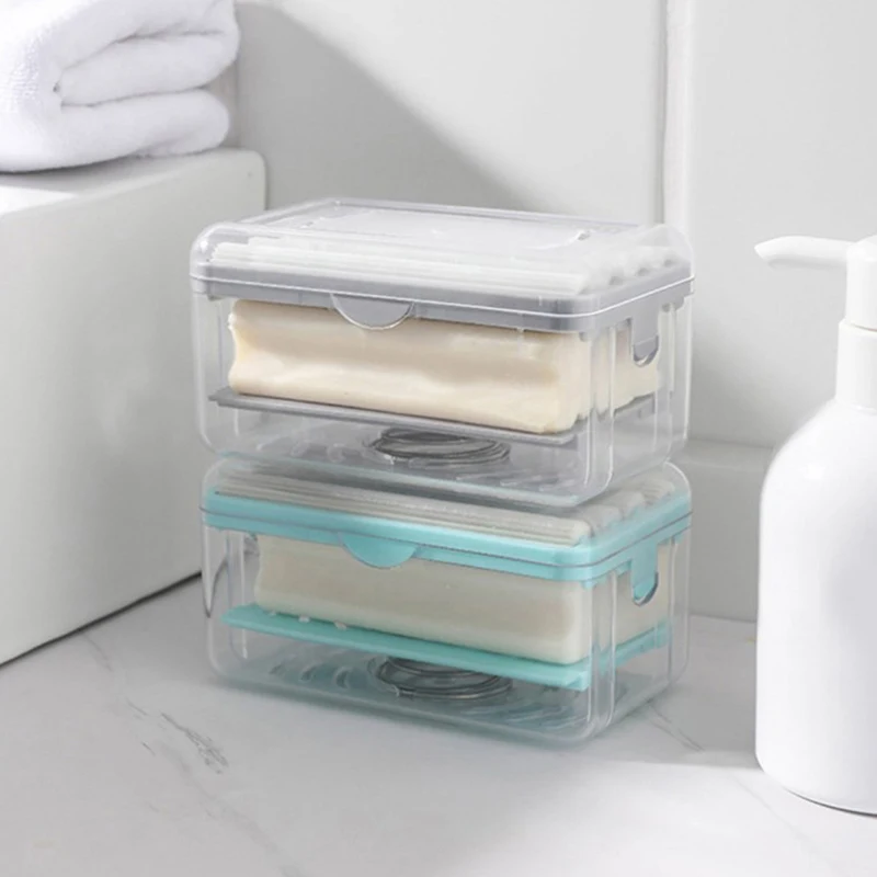 New Usage Roller Type Soap Dish Holder For Bathroom Toliet Soap Box Plastic Storage Container With Drain Water Bathroom Gadgets