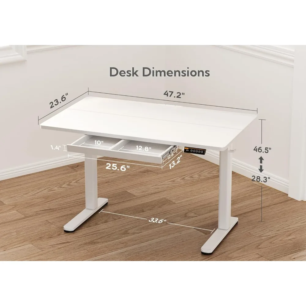 De pé mesa elétrica permanente com gavetas, altura ajustável, sentar Stand Desk, computador Workstation