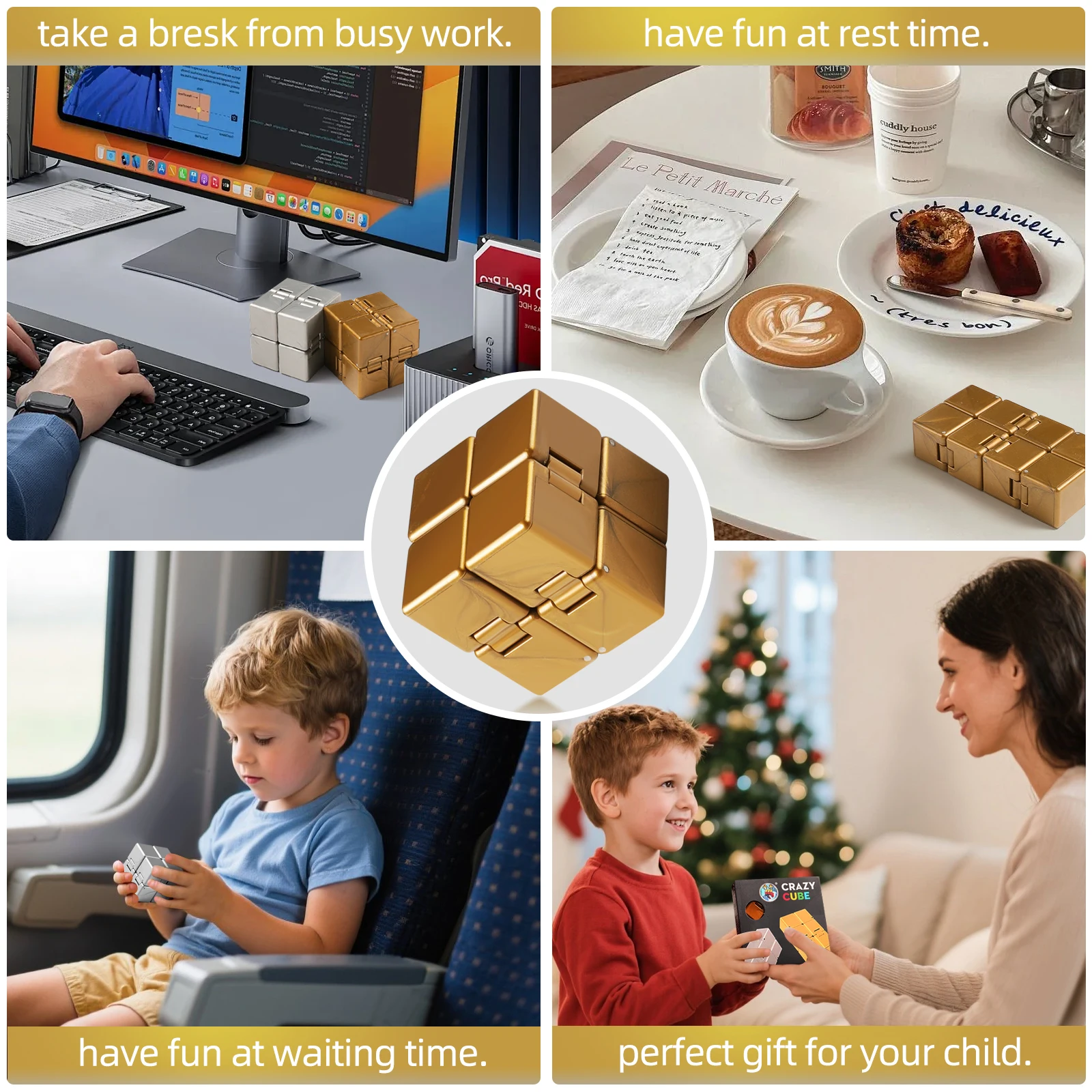 Brinquedo sensorial de cubo infinito, jogo de inquietação para crianças e adultos, mini brinquedo legal para alívio de estresse e ansiedade e matar tempo