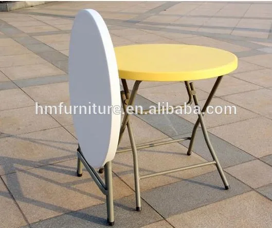 Top quality Lightweight Round Folding in Half Outdoor Coffee Tea Drinks Adjustable Portable Egg Roll Plastic Banquet Table