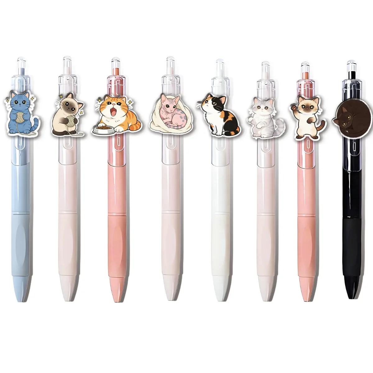 8PCS/16PCS Star Cat Little White Pen round Ballpoint Pen Student Writing Pen Office Stationery Creative Stationery