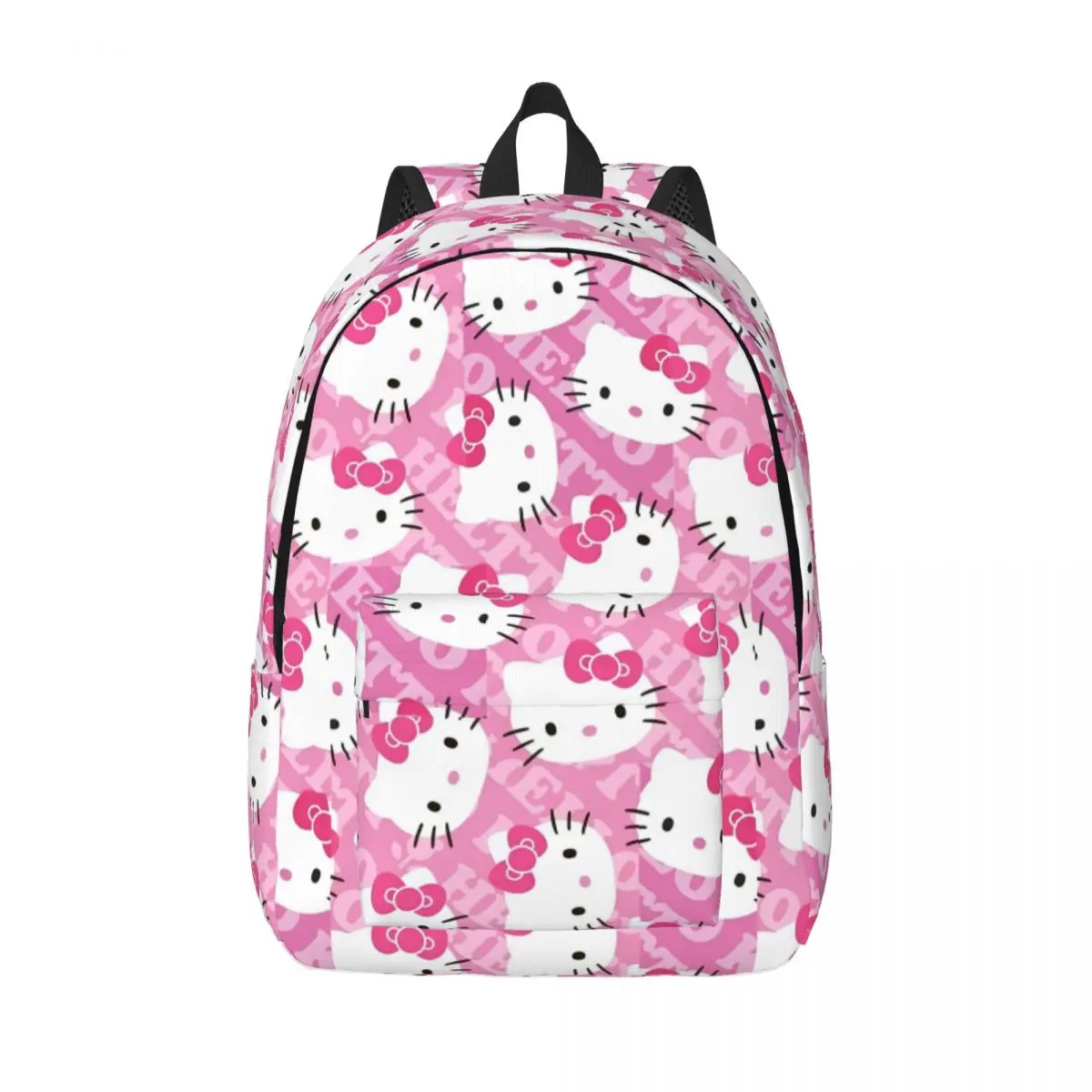 Hello Kitty Head Printing Backpack for Men Women Teenage High School Work Daypack College Canvas Bags Outdoor