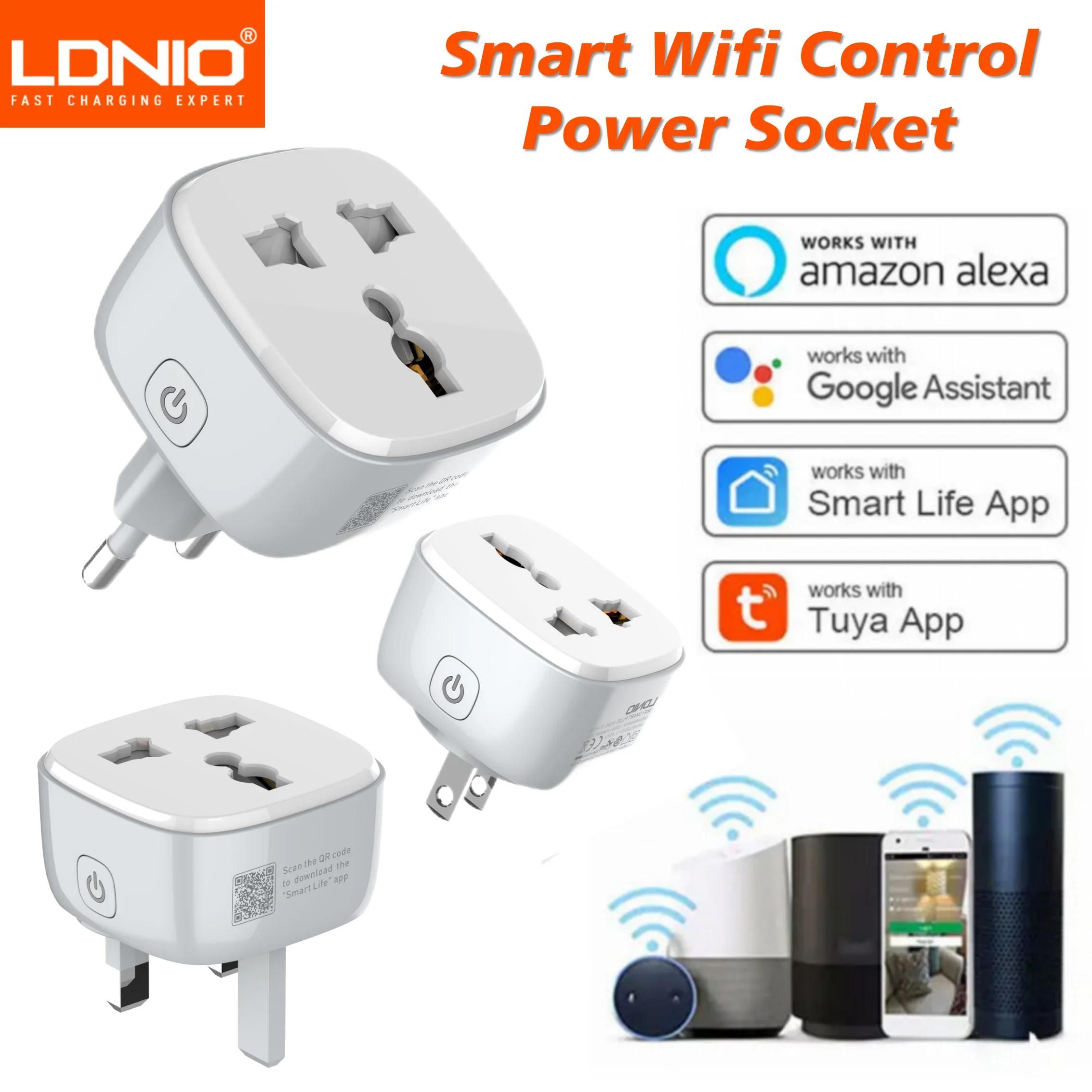 LDNIO Wifi Smart Universal power Socket With Button Control International Single Power Plug Wall Outlet Sockets Home Office