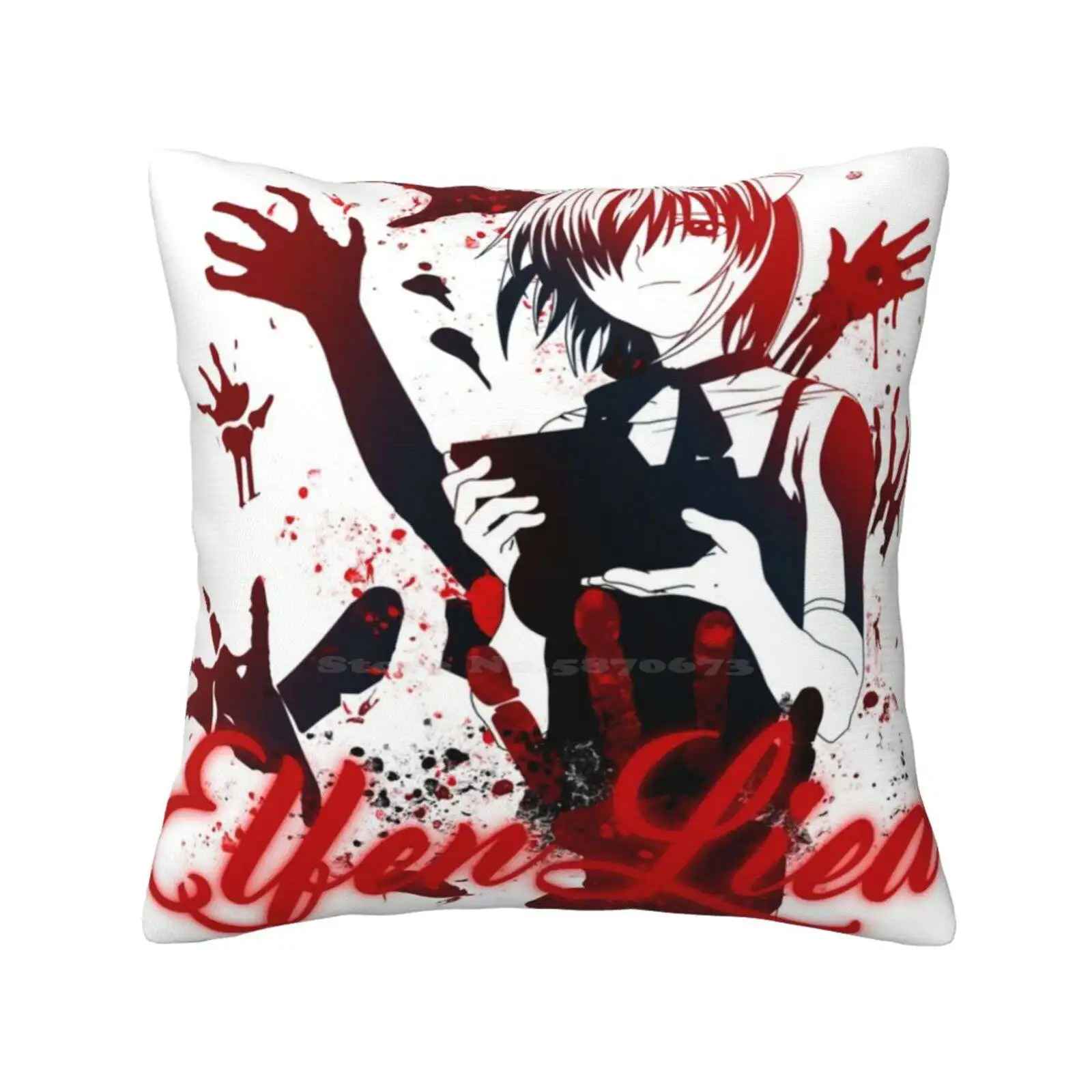 Elfen Lied Soft Comfortable Pillowcase Lucy Elfenlied Sangre Blood Negro Ilustracion Waifu Yandere Dark Anime Husbando