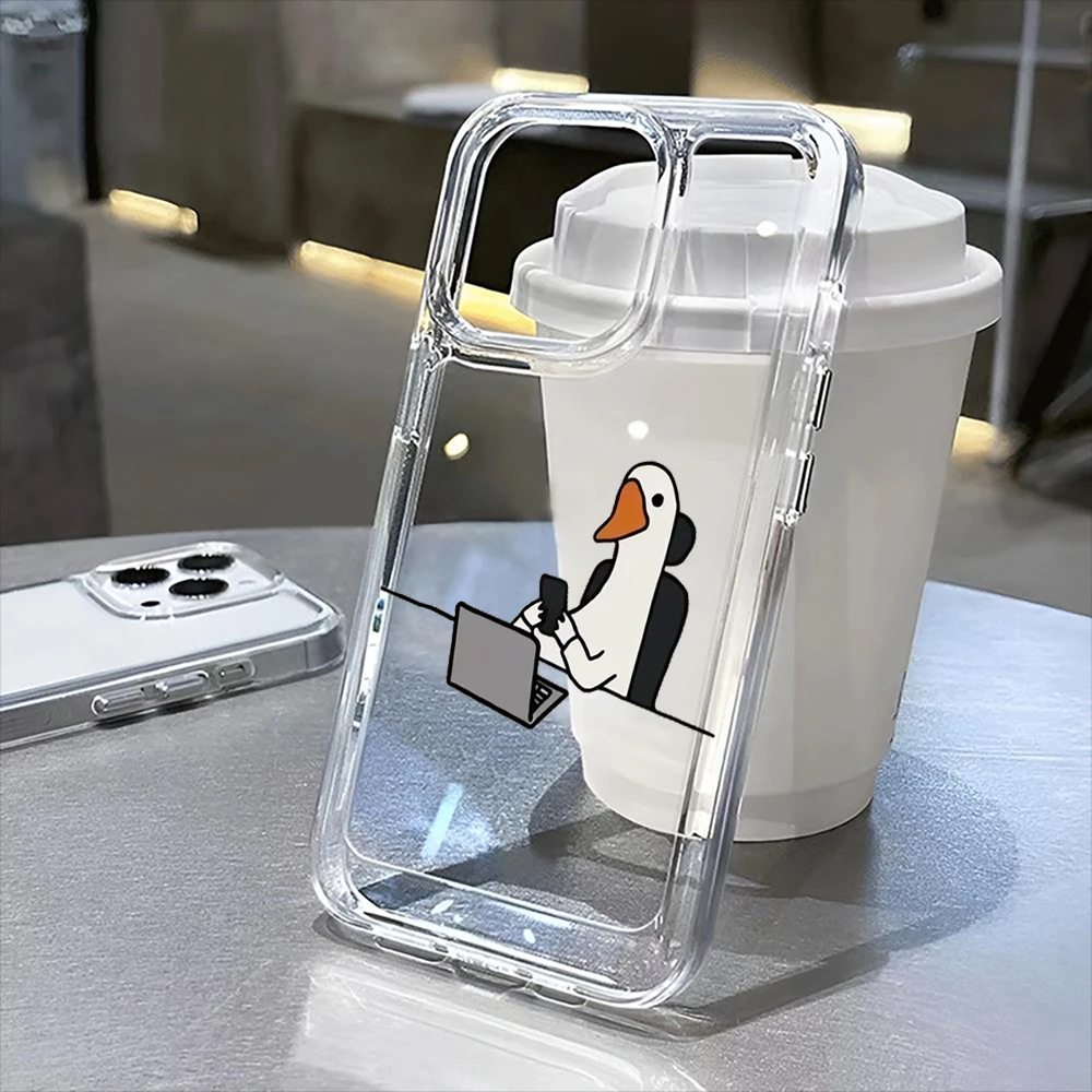 

Cute duck Cute cat Clear Case for iPhone16 Pro Max 16Pro 16Plus 16 15 Pro Max 15Pro 15Plus 15 13 13Pro 14 12 11Pro Max Plus