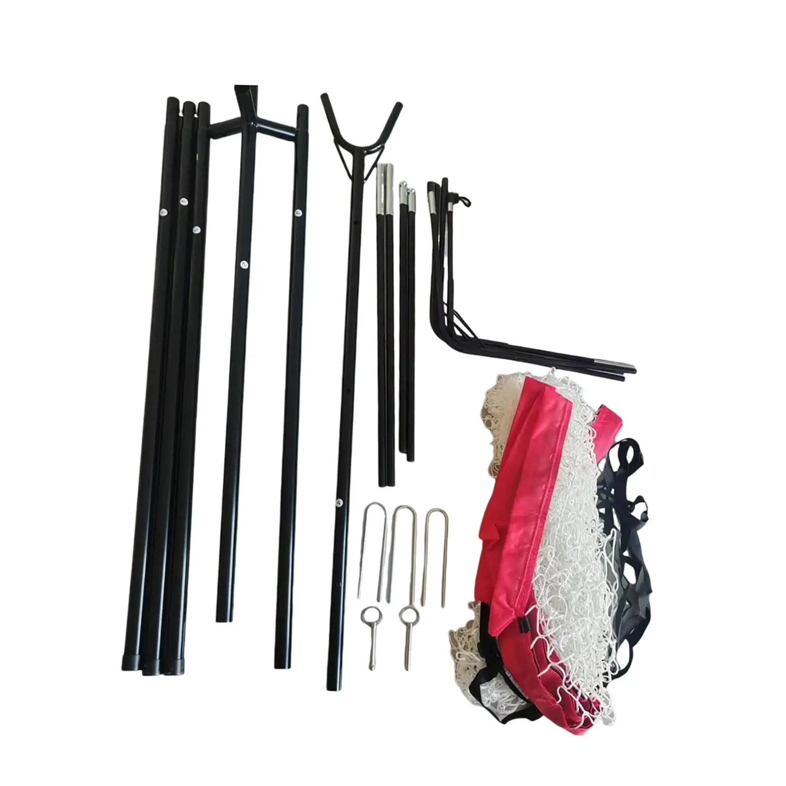 Volleyball Setting Net Bag with Iron Support Pole Portable Practice Equipment for Adults Adjustable Height Training Tool for