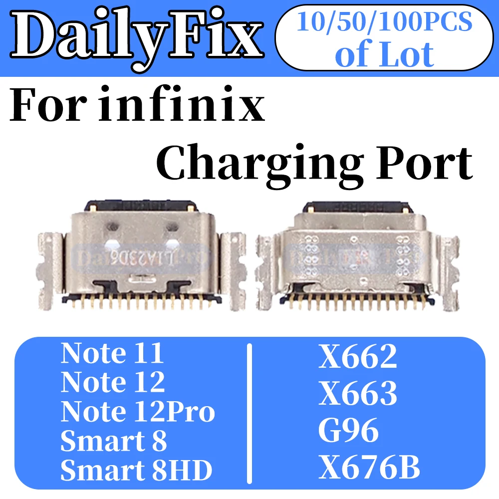 Puerto de Carga Inferior para Teléfono Infinix Note11 12 12Pro, Puerto USB de Carga Smart8 8HD X662 X663 G96 X676B
