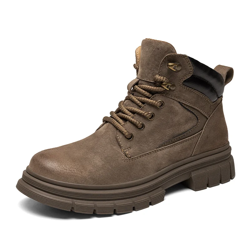 

Outdoor Mountaineering Work Boots for Men: 2025 New Big Yellow Boots, High-Top Height-Increasing British Style Durable Work Shoe