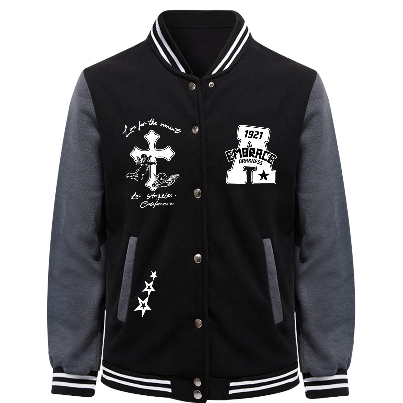 

1921 Emrace A Pentagram Prints Men Jacket Creativity Loose American Top Autumn Fleece Streetwear Casual Warm Unisex Clothing New