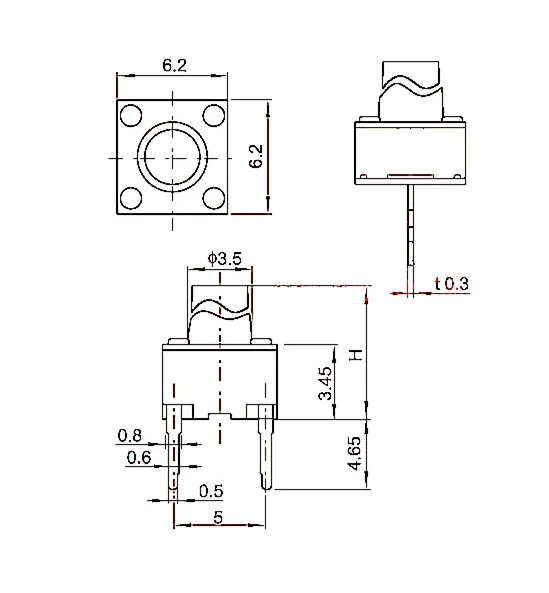 20/50PCS Middle 2pin 6x6x4.3/5/6/7/8/9mm Switch Tactile Push Button Micro Tact Switches 6*6*4.3 6*6*5 6*6*6 6*6*7 6*6*8 6*6*9mm