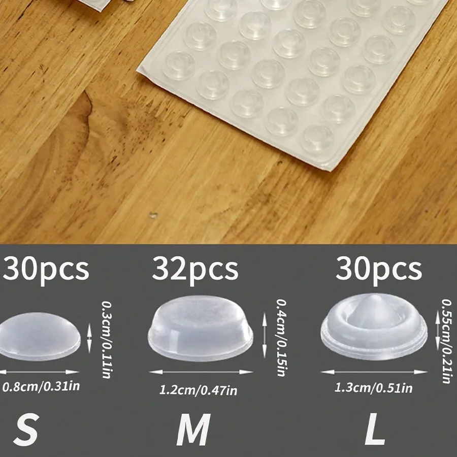 30/32/100/128pcs/Silicone Collision Pads, Furniture Cushioning and Noise Reduction Stickers, Shock Absorption