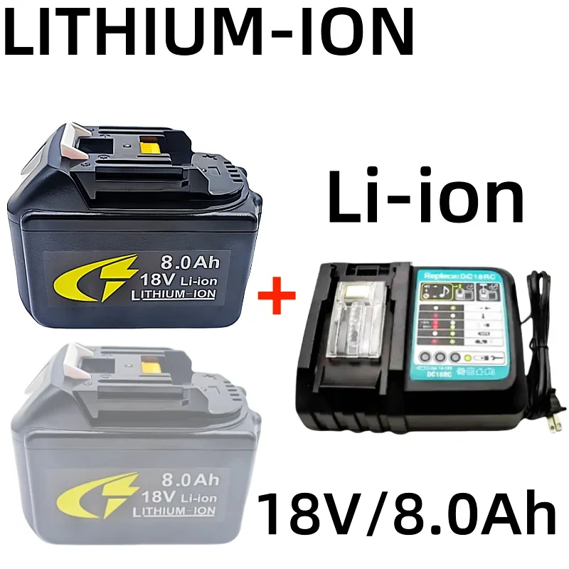 8000,Mah For  BL1830 Batterie 18V 8.0Ah LXT Li-Ion Compatible de 80 for BL1830 BL1840 BL1850 LXT400 DC18RC