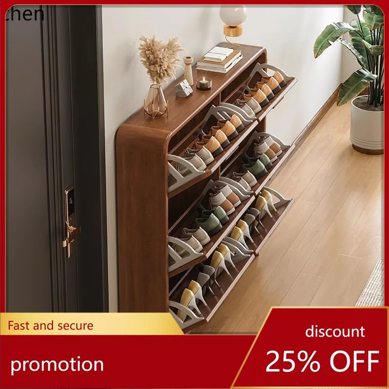 

ZML Entrance Solid Wood Leg Storage Space-Saving Small Apartment Simple Shoe Rack