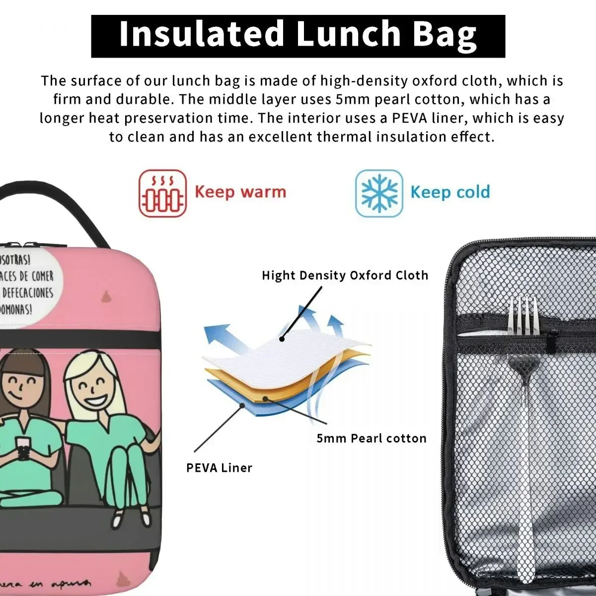 

Insulated Lunch Bags Cooler Bag Meal Container Enfermera En Apuros Doctor Nurse Medical Box Tote Bento Pouch School Outdoor