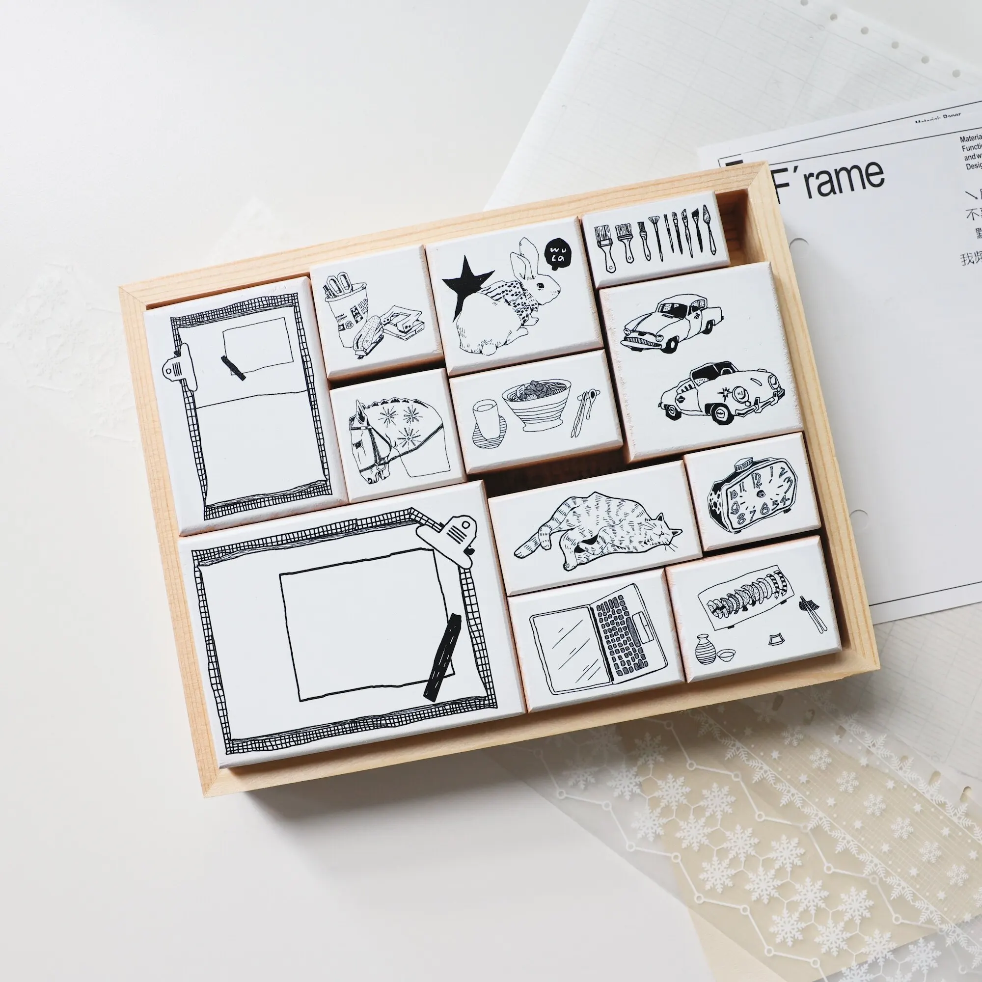 

Two Raccoons Vintage Little Happy Dates Wooden Rubber Stamp for DIY Scrapbooking Photo Album Card Making