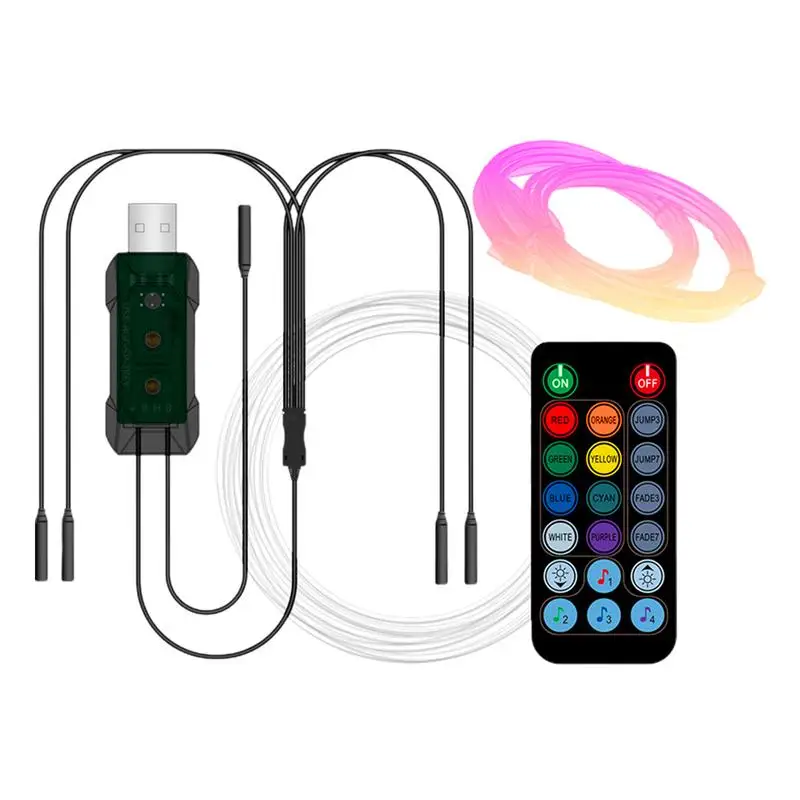 1 Set of Car LED Strip Lights USB Powered Interior Lights Car Ambient Lighting Kit with Remote Control Sync to Music for Cars