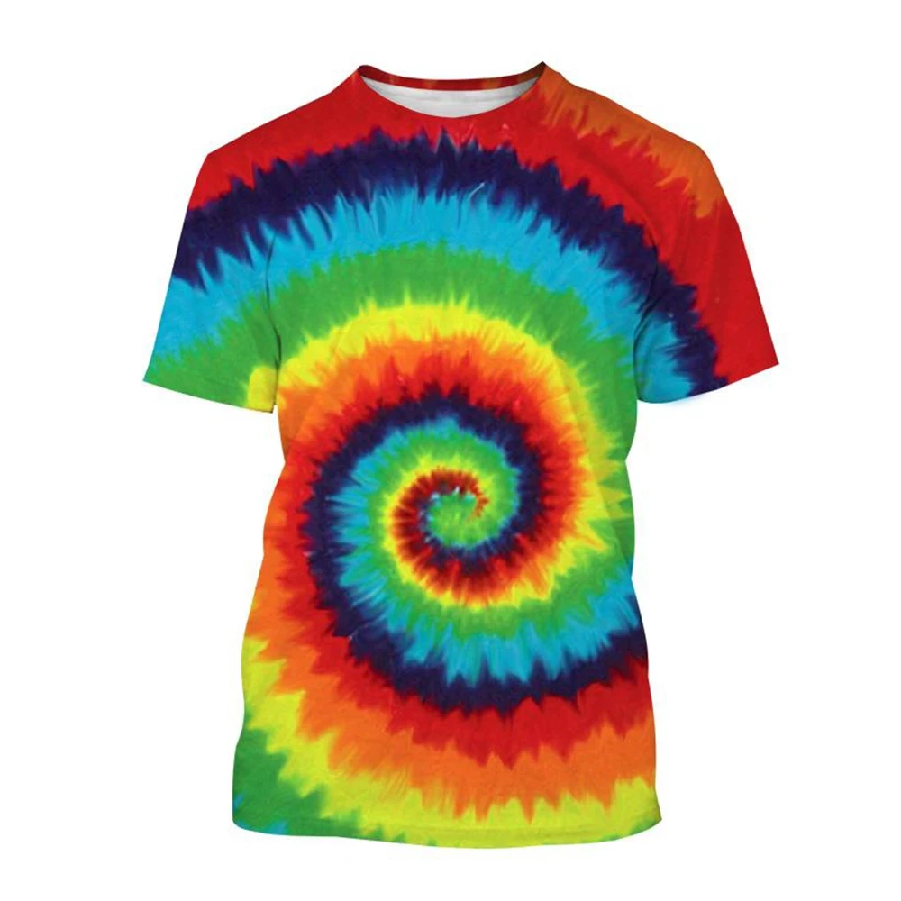 Children\'s T-Shirt Girl Gradient Color Tie-Dye Pattern Printing 3D T Shirt Boys and Girls Spiral Circle Tee Shirts Kids Clothes