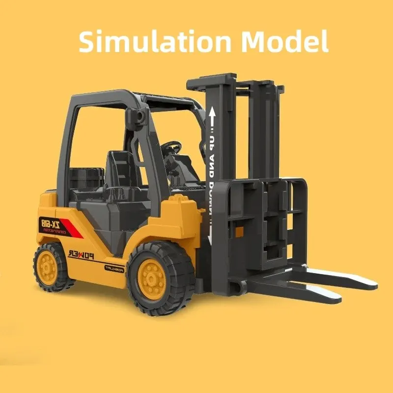 Forklift Liftable Truck Simulation Engineering Car Hook Vehicle Model Interactive Friction Diecast Pull Back Toy Birthday Gift