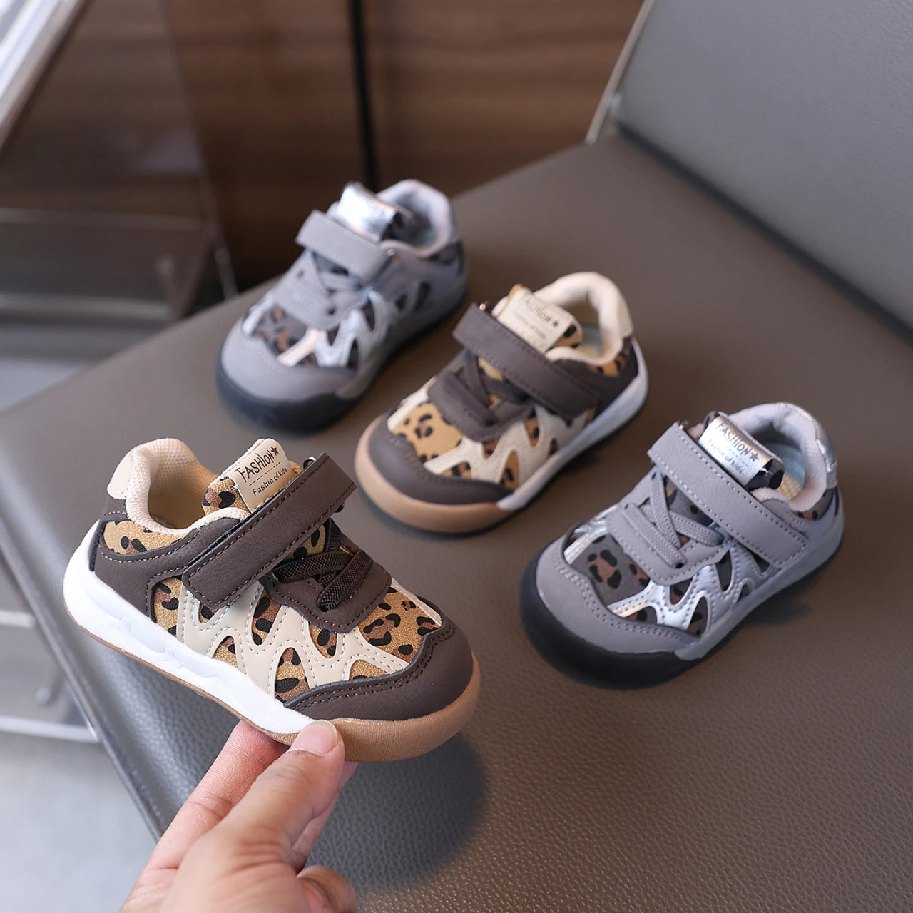 Spring Autumn Casual Shoes for Baby Boys Girls Kids Outdoor Sneakers Non‑Slip Soft‑Sole Leopard‑Print Children Sports Shoes