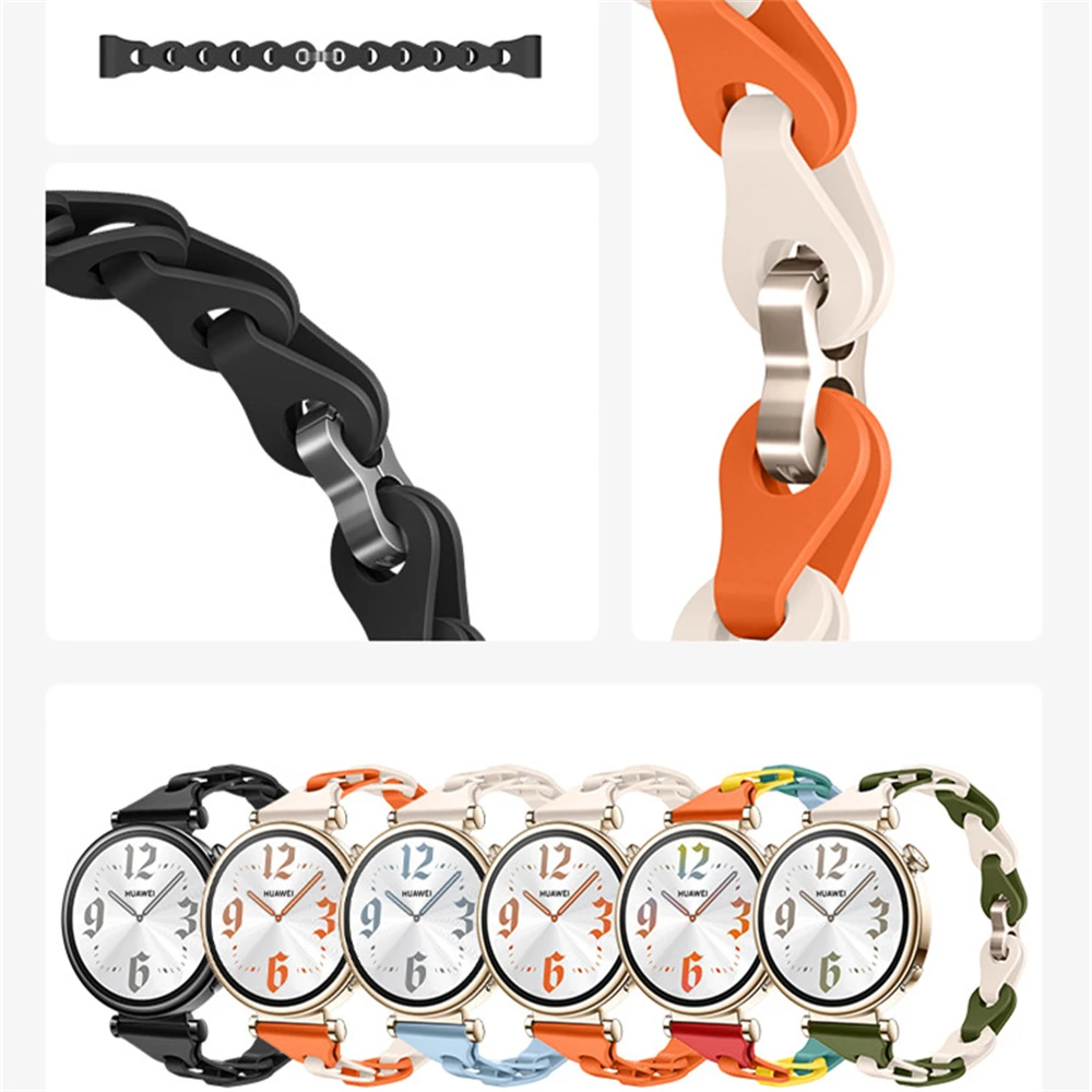 สายกลวงแฟชั่นใหม่18มม. สำหรับนาฬิกา Huawei GT4นาฬิกาข้อมือ41มม. สายซิลิโคนกำไลข้อมือเปลี่ยนได้