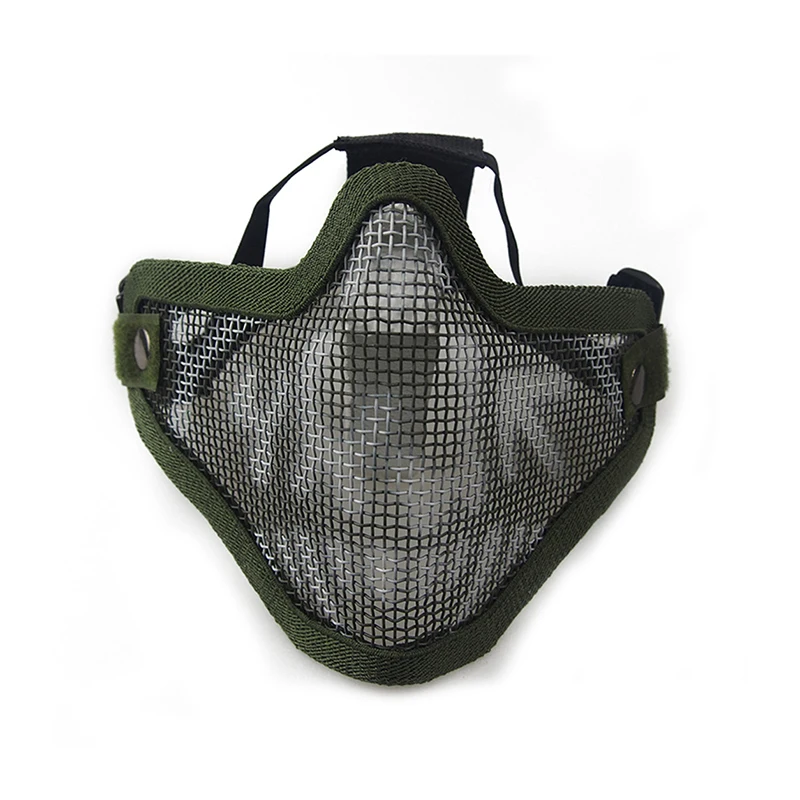 Zlangsports Masque tactique Airsoft demi-visage filet métallique double réglage de la sangle masques de protection CS Wargame